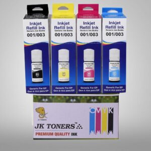 JK TONERS 001/ 003 Ink Refill Compatible with Epson L5190, L3150, L3110, L1110, L4150, L6170, L4160, L6190, L6160 (4 Color)