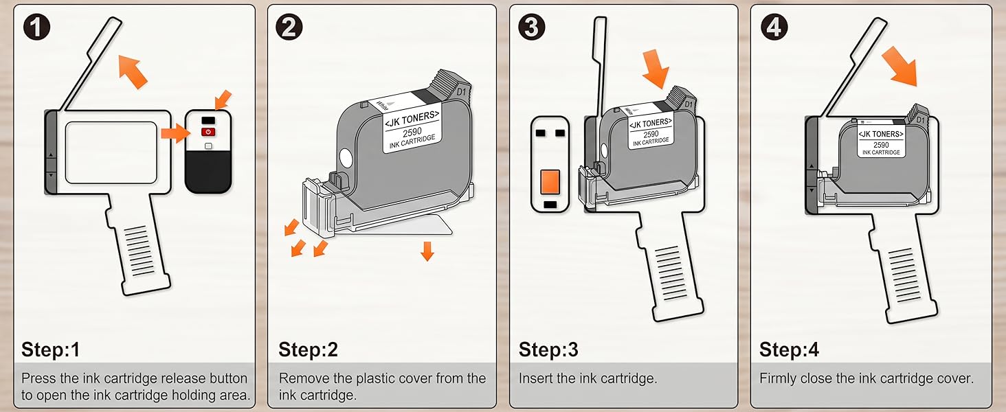 W3T10B / 2590 Solvent Black Ink Cartridge Compatible for Handheld Inkjet Printer W3T10B, 2590 Solvent Print Cartridge